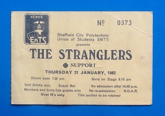 Stranglers Original Concert Ticket Sheffield 1982