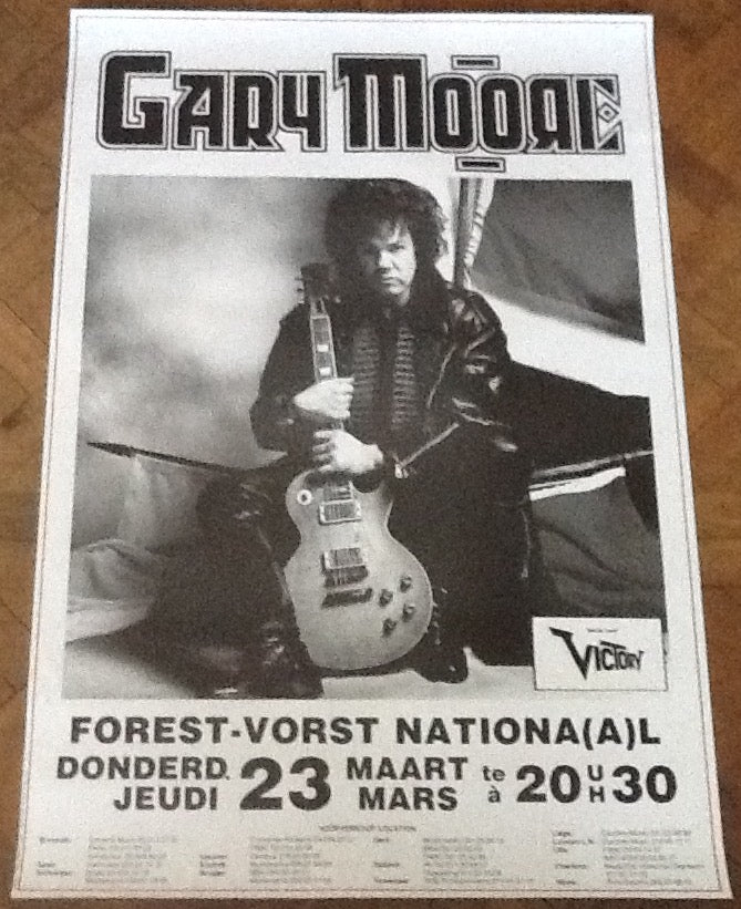 Gary Moore Original Concert Tour Gig Poster Forest National Brussels 1989