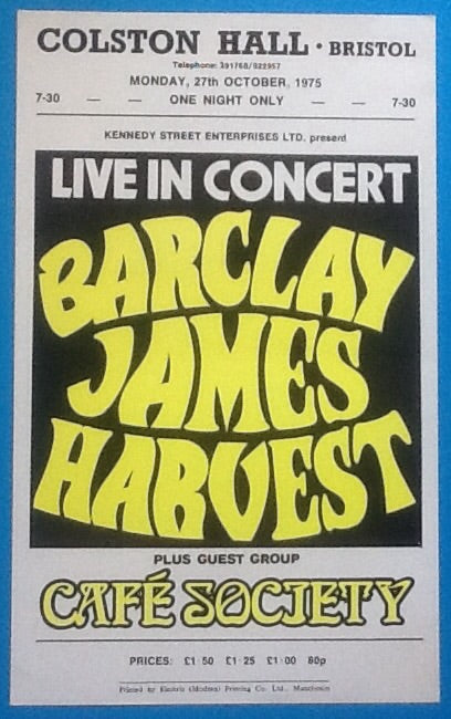 Barclay James Harvest Handbill Flyer Bristol 1975