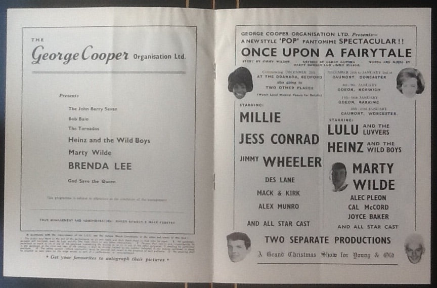 Brenda Lee Marty Wilde Programme UK Tour 1964