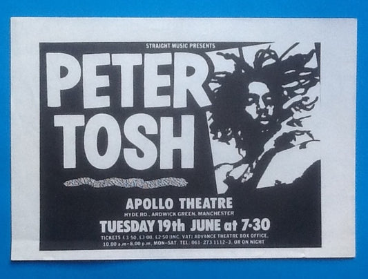 Peter Tosh Original Handbill Flyer Manchester 1979