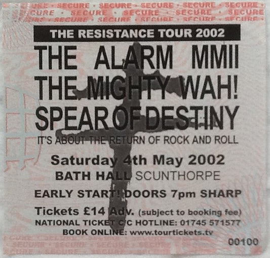 Alarm The Mighty Wah! Spear of Destiny Original Concert Ticket Bath Hall Scunthorpe 2002