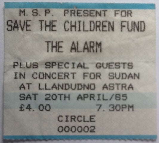 Alarm Original Used Concert Ticket Astra Llandudno 1985