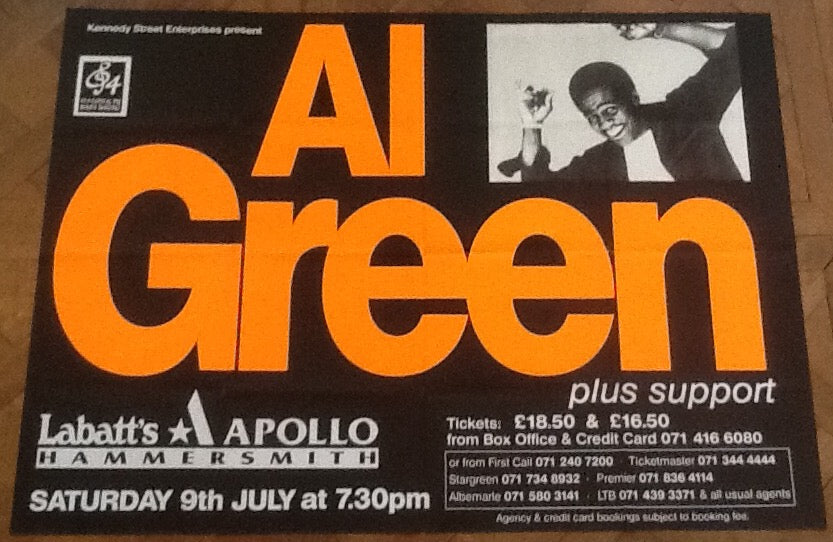 Al Green Original Promo Concert Tour Gig Poster Hammersmith Odeon London 1988