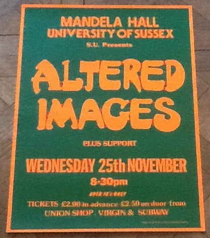 Altered Images Original Concert Tour Gig Poster Mandela Hall Sussex University Brighton 1981