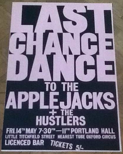 Applejacks The Hustlers Original Concert Tour Gig Poster Portland Hall Regent Street Polytechnic 1965