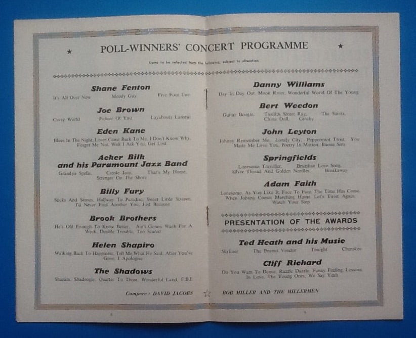 Cliff Richard Helen Shapiro NME Poll Winners Programme Wembley 1962