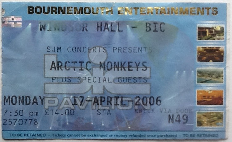Arctic Monkeys Original Used Concert Ticket Windsor Hall BIC Bournemouth 2006