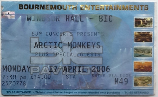 Arctic Monkeys Original Used Concert Ticket Windsor Hall BIC Bournemouth 2006