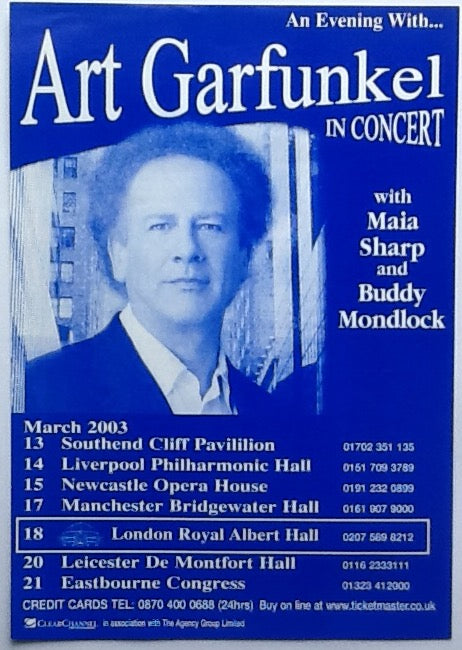 Art Garfunkel Original Concert Handbill Flyer An Evening With 2003