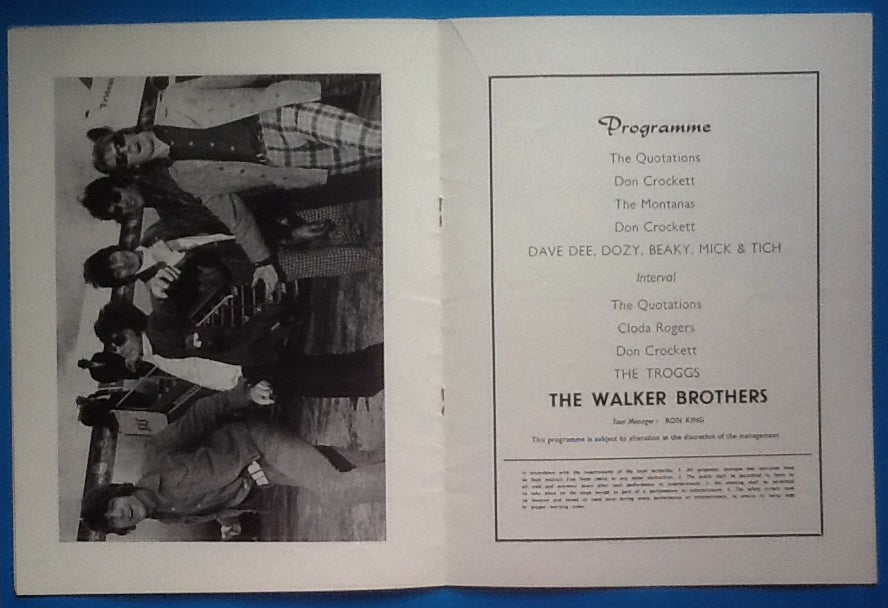 Walker Brothers, Troggs, Dave Dee Dozy Beaky Mick & Titch Programme 1966