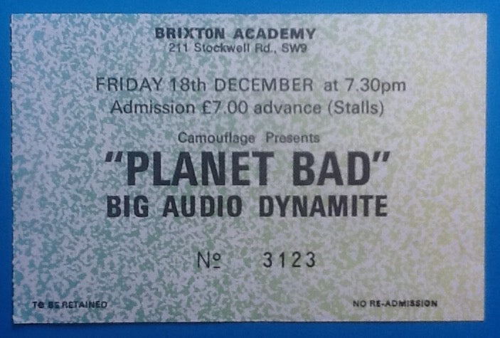Big Audio Dynamite Used Concert Ticket London 1987