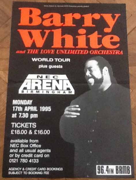 Barry White Original Promo Concert Tour Gig Poster NEC Arena Birmingham 1995