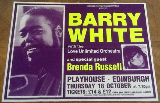 Barry White Original Promo Concert Tour Gig Poster Playhouse Edinburgh 1990