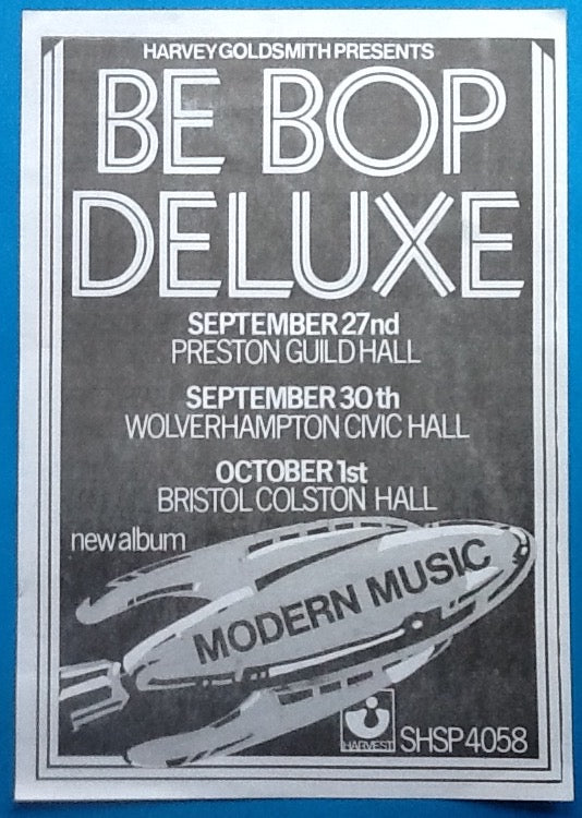 Be Bop Deluxe Original Concert Handbill Flyer UK Tour 1976