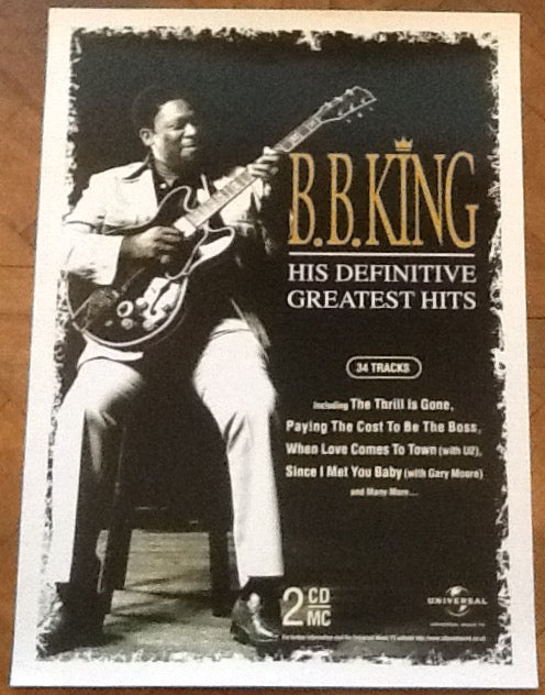 B.B.King His Definitive Greatest Hits Original Promo poster Universal Music Records 1999