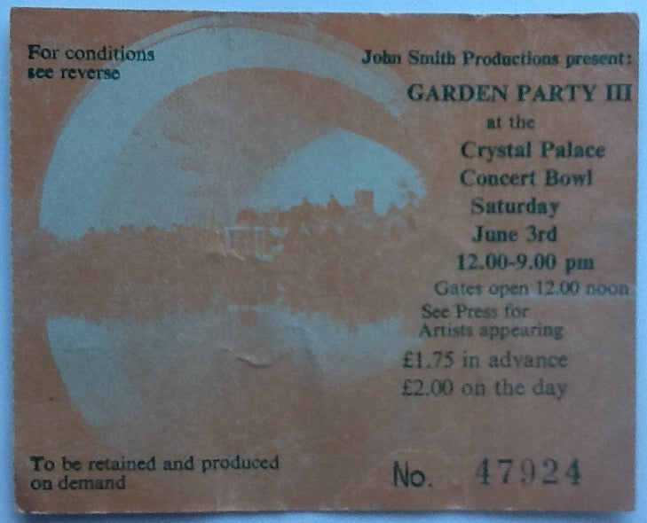 Beach Boys Joe Cocker Richie Valens Original Concert Ticket Crystal Palace Garden Party III 1972