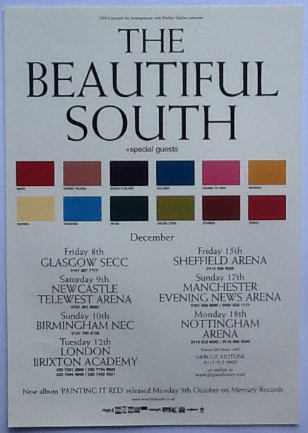 Beautiful South Original Concert Handbill Flyer Painting It Red Tour 2000