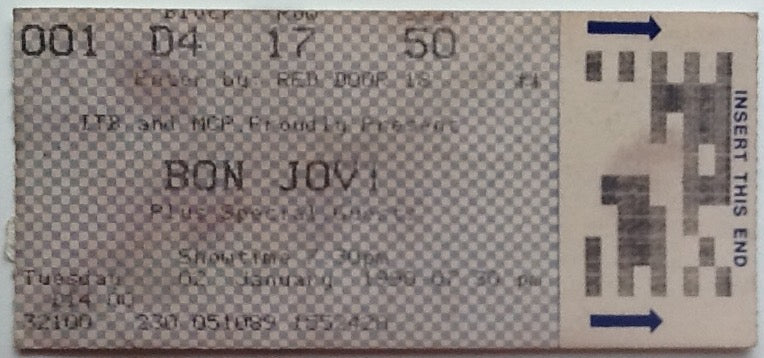Bon Jovi Original Used Concert Ticket Wembley Stadium London 1990