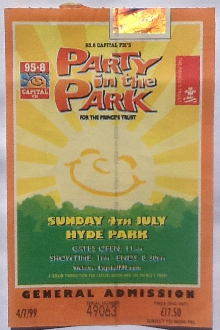 Blondie Eurythmics Madness Original Concert Ticket Hyde Park London 1999