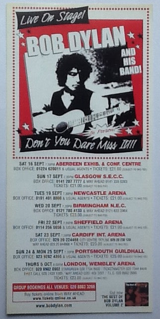 Bob Dylan Original Concert Handbill Flyer Never Ending Tour 2000