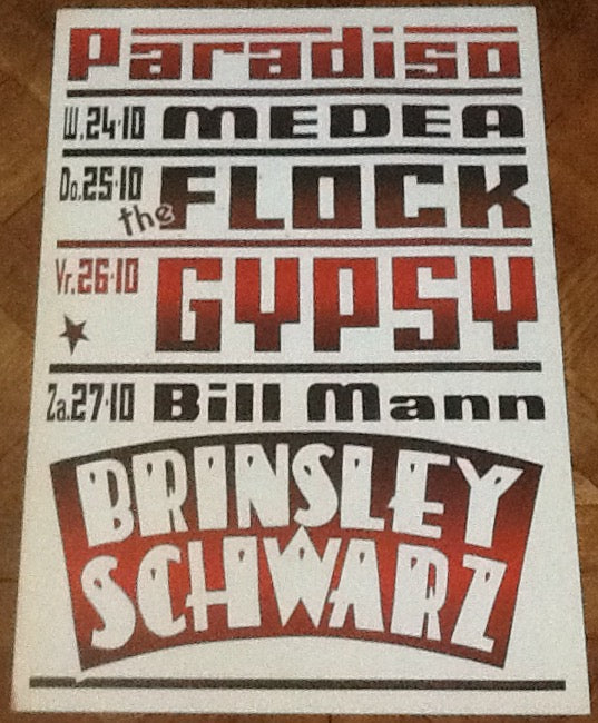 Brinsley Schwarz Original Concert Tour Gig Poster Paradiso Club Amsterdam 1973
