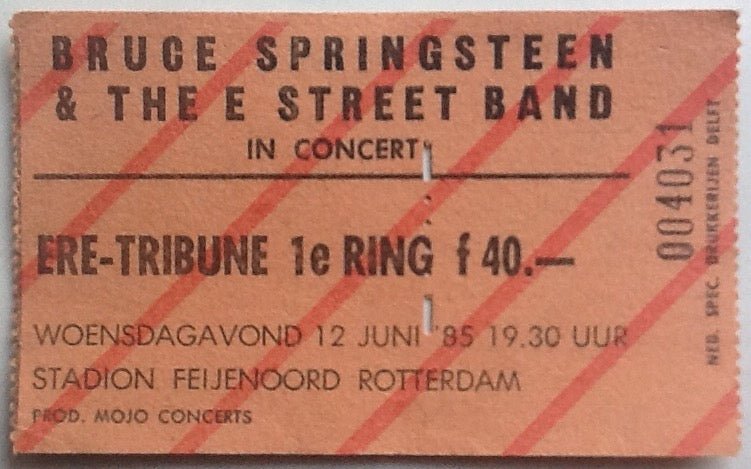 Bruce Springsteen & the E Street Band Original Concert Ticket Feyenoord Stadium Rotterdam 1985
