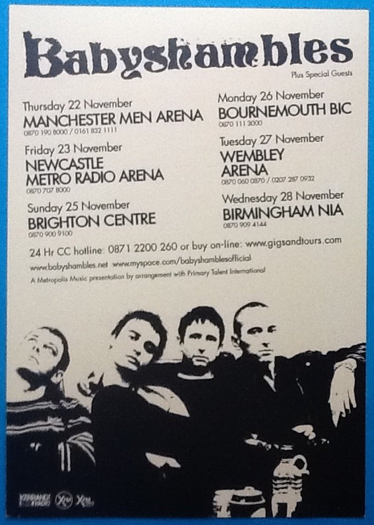 Babyshambles Original Concert Handbill Flyer UK Arena Tour 2007