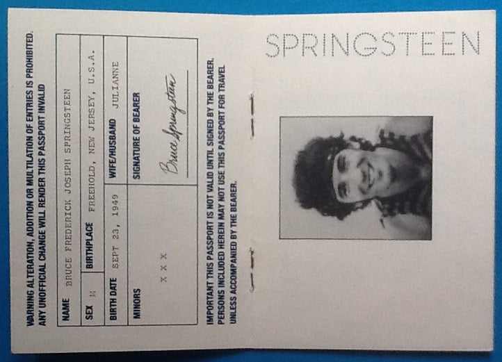 Bruce Springsteen Original Back Stage Pass Passport Wembley Stadium London 1985