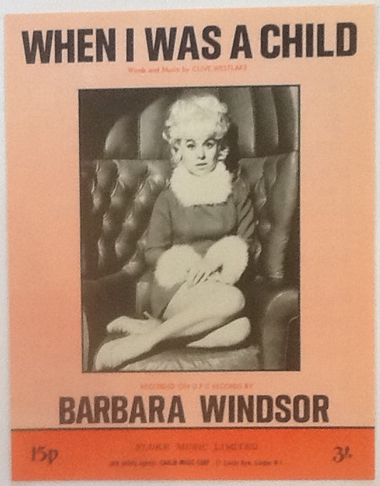 Barbara Windsor When I Was A Child Original Mint Sheet Music 1969