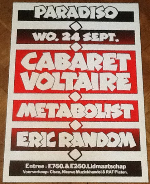 Cabaret Voltaire Original Concert Tour Gig Poster Paradiso Club Amsterdam 1980