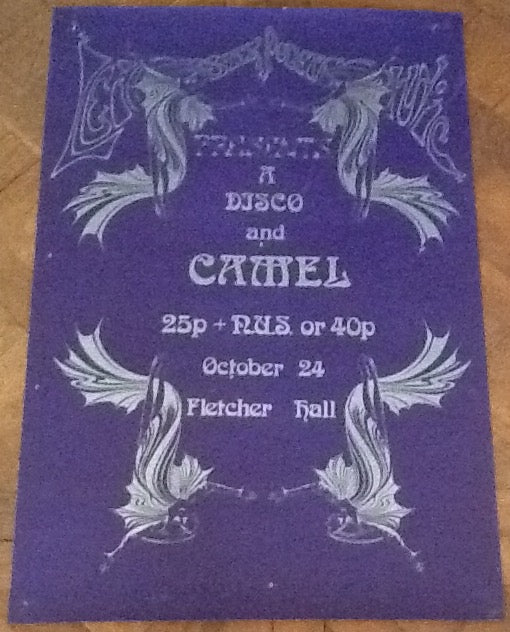 Camel Original Concert Tour Gig Poster Fletcher Hall Leicester Polytechnic 1973