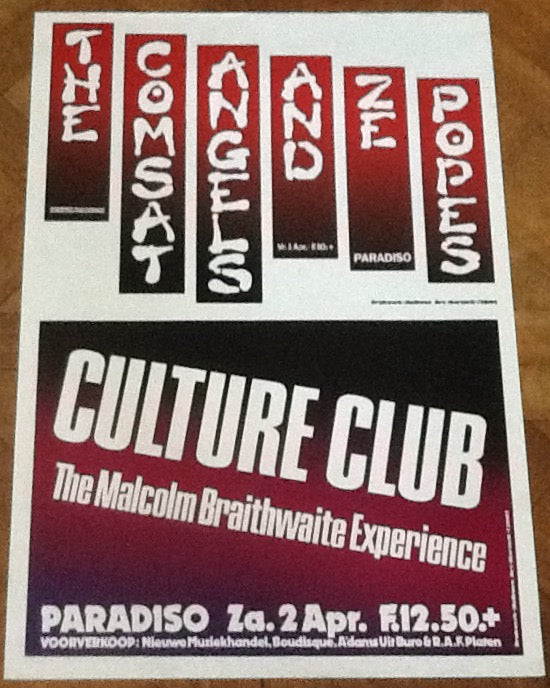 Culture Club Comsat Angels Original Concert Tour Gig Poster Paradiso Club Amsterdam 1983
