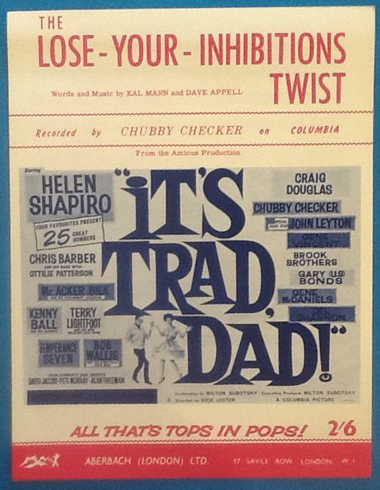 Chubby Checker The Lose Your Inhibitions Twist Original Mint sheet Music 1962