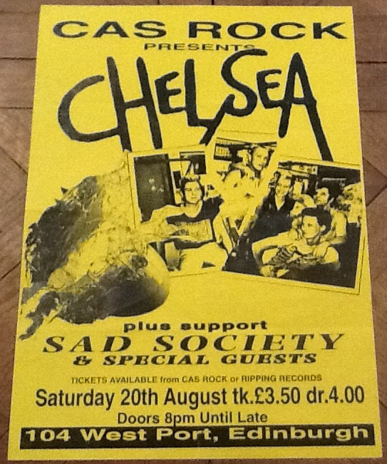 Chelsea Sad Society Original Concert Tour Gig Poster Cas Rock Cafe Edinburgh 1994