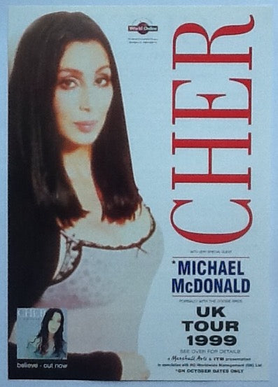 Cher Michael McDonald Original Concert Handbill Flyer UK Tour 1999