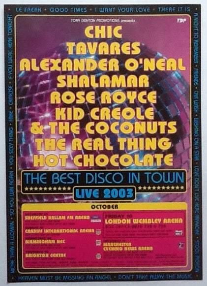 Chic Tavares Hot Chocolate Original Concert Handbill Flyer Best Disco In Town Tour 2003