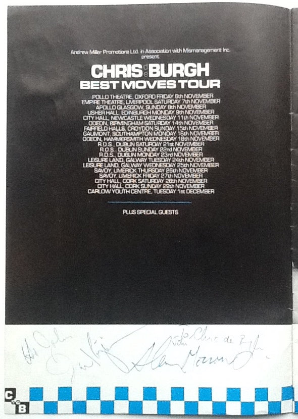 Chris De Burgh Original Signed Autographed Concert Programme Best Moves Tour 1981