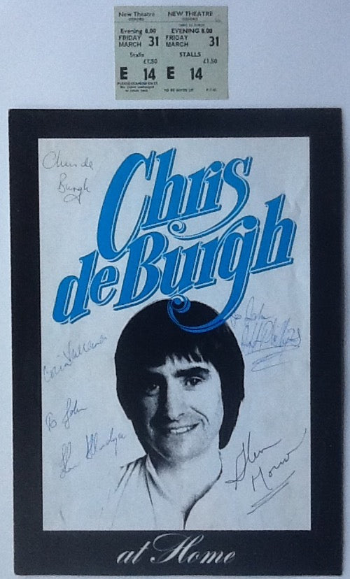 Chris De Burgh Fully Signed Concert Programme Handout and Ticket New Theatre Oxford 1977