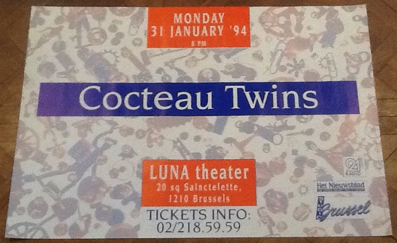 Cocteau Twins Original Concert Tour Gig Poster Luna Theatre Brussels 1994