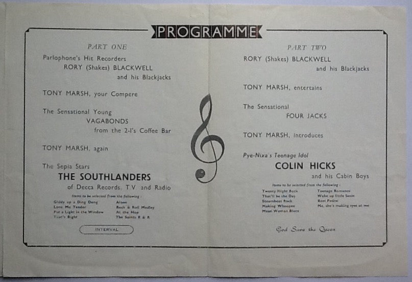Colin Hicks Southlanders Original Concert Programme Regal Theatre Colchester 1957