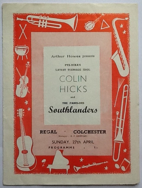 Colin Hicks Southlanders Original Concert Programme Regal Theatre Colchester 1957