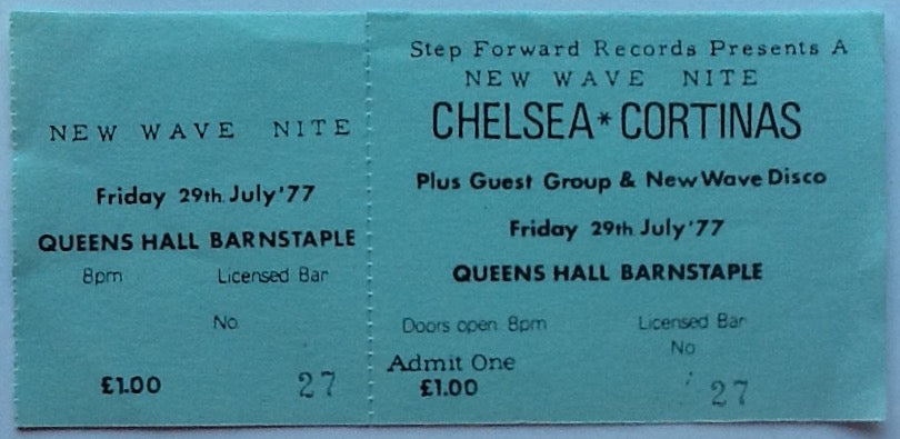 Police Chelsea Cortinas Original Unused Concert Ticket Queens Hall Barnstaple 1977
