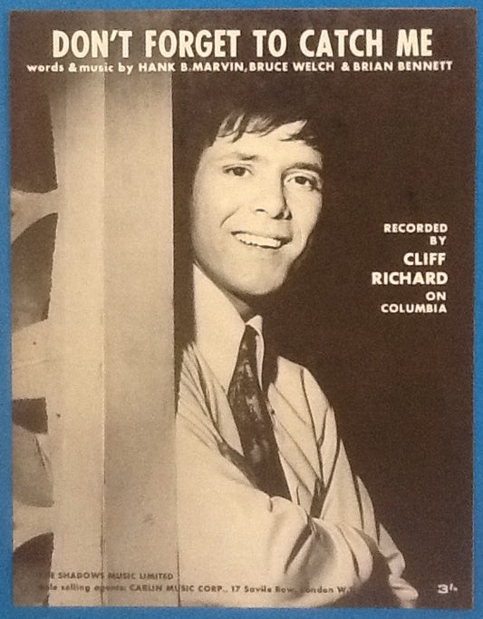 Cliff Richard Don't Forget To Catch Me Original Mint Sheet Music 1968