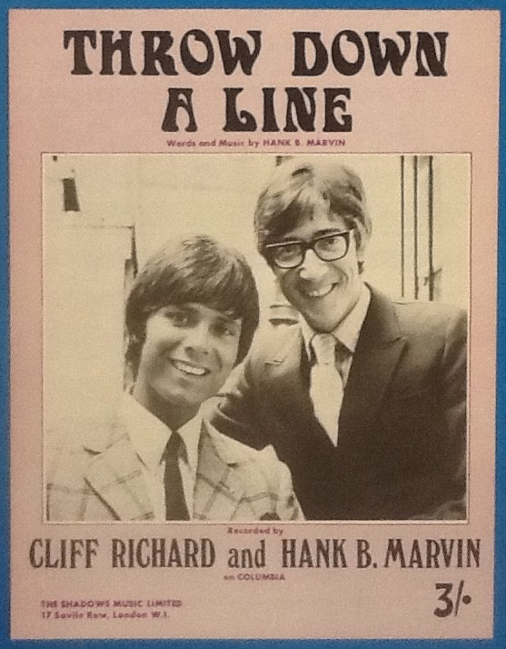 Cliff Richard and Hank B. Marvin Throw Down A Line Original Mint Sheet Music 1969