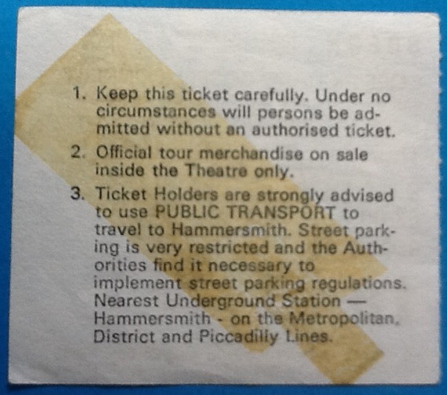 Cliff Richard Original Used Concert Ticket Hammersmith Odeon London 1984