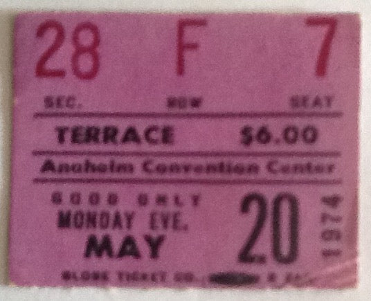 Cat Stevens Original Used Concert Ticket Anaheim Convention Center 1974