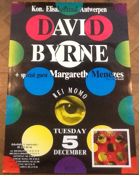 Talking Heads David Byrne Original Concert Tour Gig Poster Elisabethzaal Antwerp 1989
