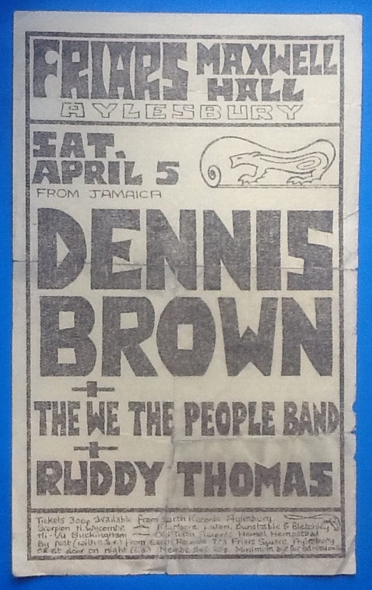 Dennis Brown Concert Handbill Flyer Friars Ayelsbury 1980