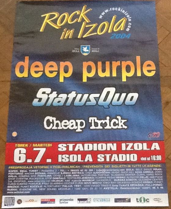 Deep Purple Status Quo Cheap Trick Original Concert Tour Gig Poster Izola Stadium Slovenia 2004